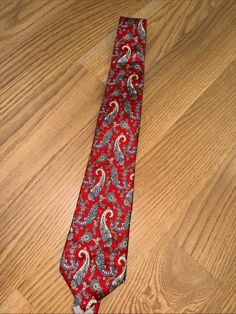 Christian Dior Vintage Paisley Silk Tie with Blue and Cream Accents